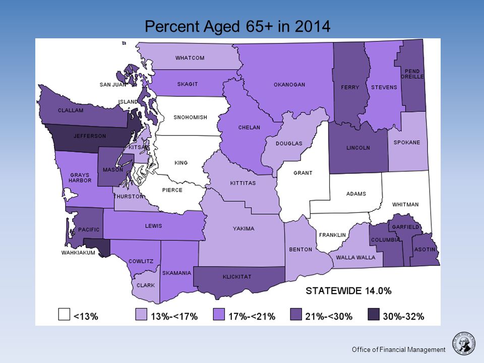Office of Financial Management Percent Aged 65+ in 2014