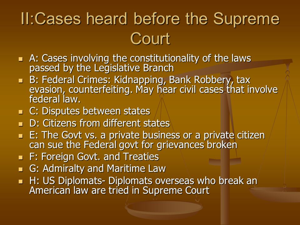 Iicases Heard Before The Supreme Court A Cases Involving The Constitutionality Of The Iicases Heard Before The Supreme Court A Cases Involving The Constitutionality Of The