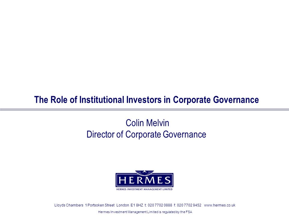 the role of institutional investors in the role of institutional investors in