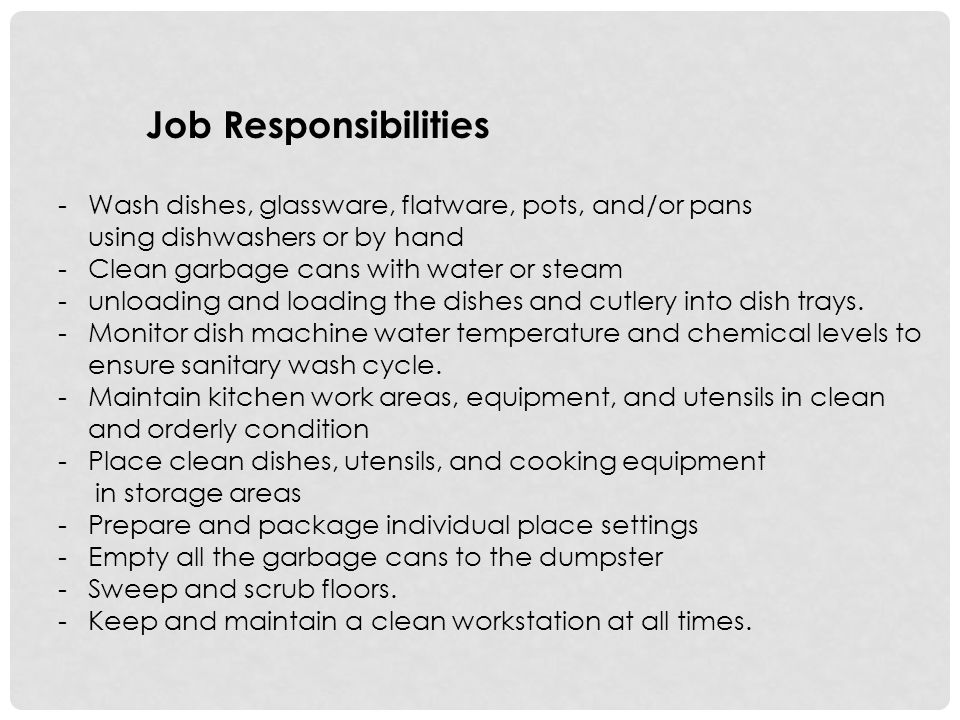 kitchen hand responsibilities