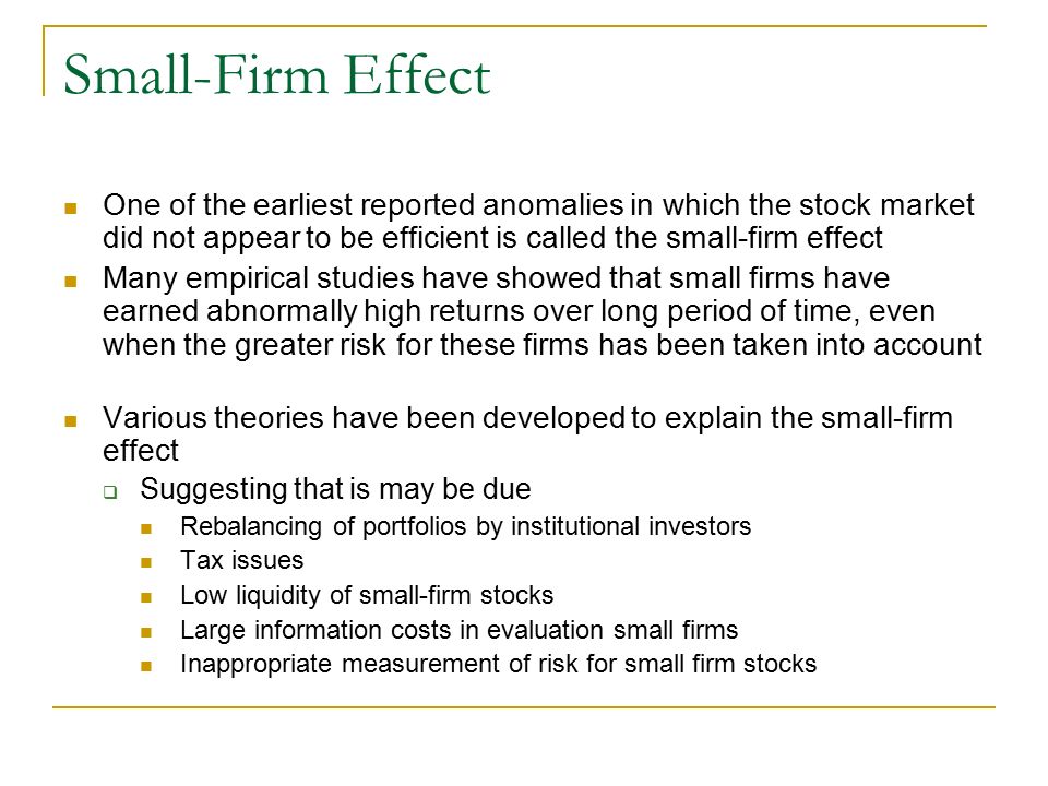 Image result for What is Small firm effect in Finance
