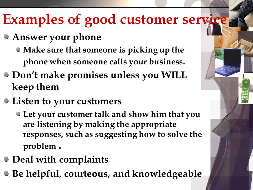 please give an example of good customer service juve