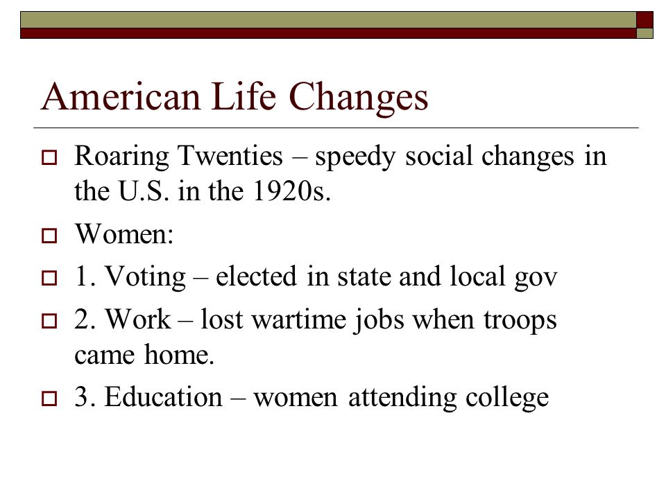 social changes in 1920s social changes in 1920s