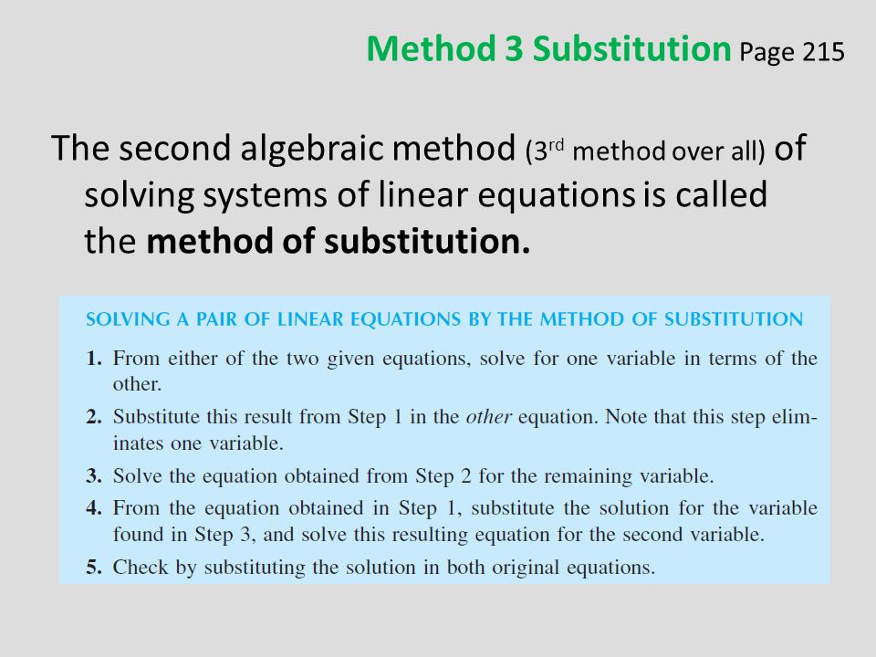 Week 6 Day 2 Progress Report Thursday The 11 Th Ppt Download 19 Method 3 Substitution Page 215 The Second Algebraic Rd Over All Of Solving Systems Linear Equations Is Called