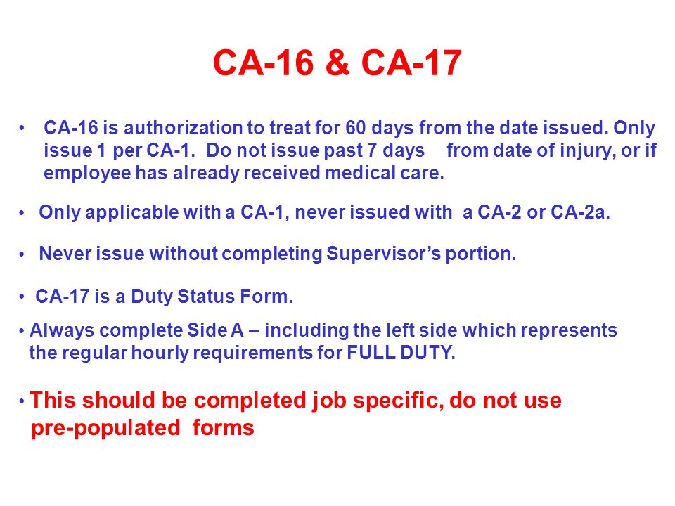 injury compensation treat the injured employee with dignity and ca 1 form