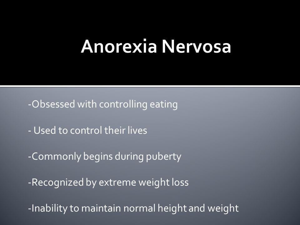 Anorexia during puberty