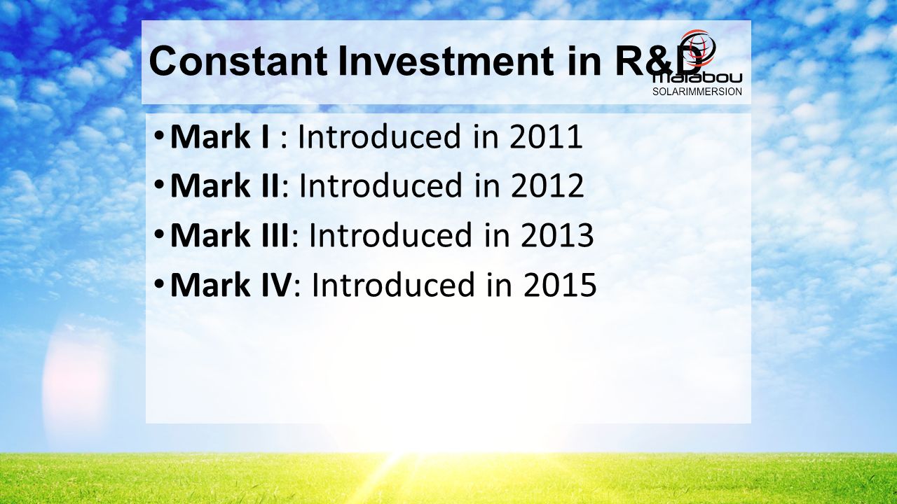 Constant Investment in R&D Mark I : Introduced in 2011 Mark II: Introduced in 2012 Mark III: Introduced in 2013 Mark IV: Introduced in 2015