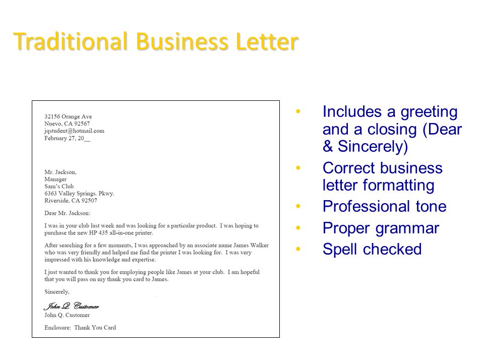 traditional letter layout