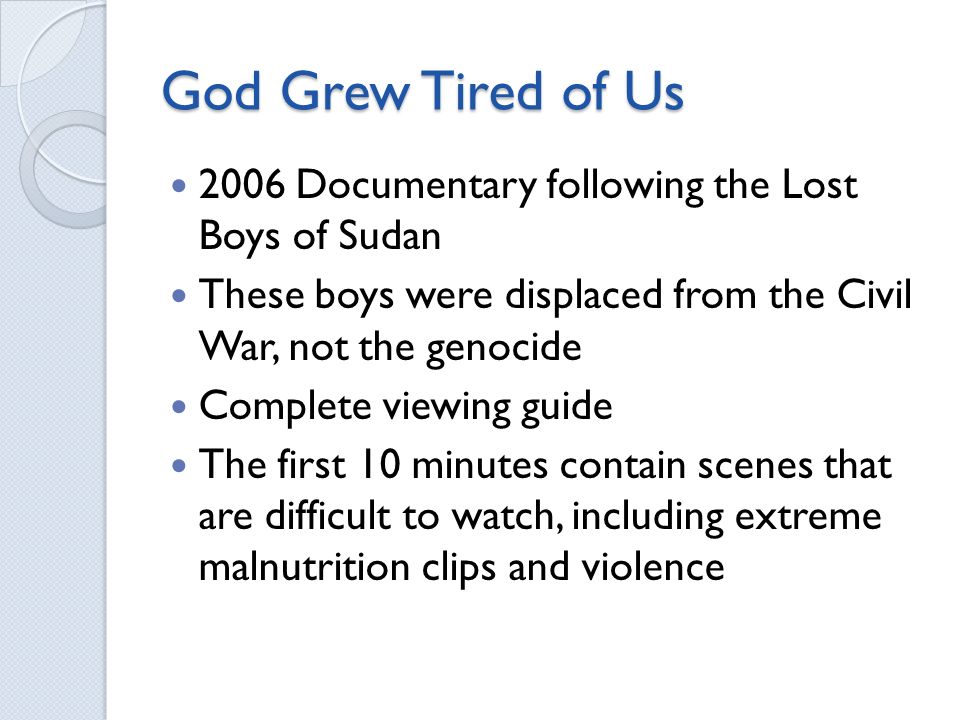 a report on the presentation and discussion with the lost boys of sudan a report on the presentation and discussion with the lost boys of sudan
