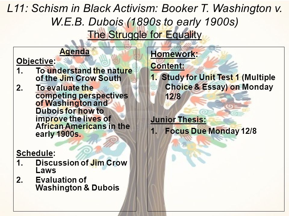 L11: Schism in Black Activism: Booker T. Washington v.