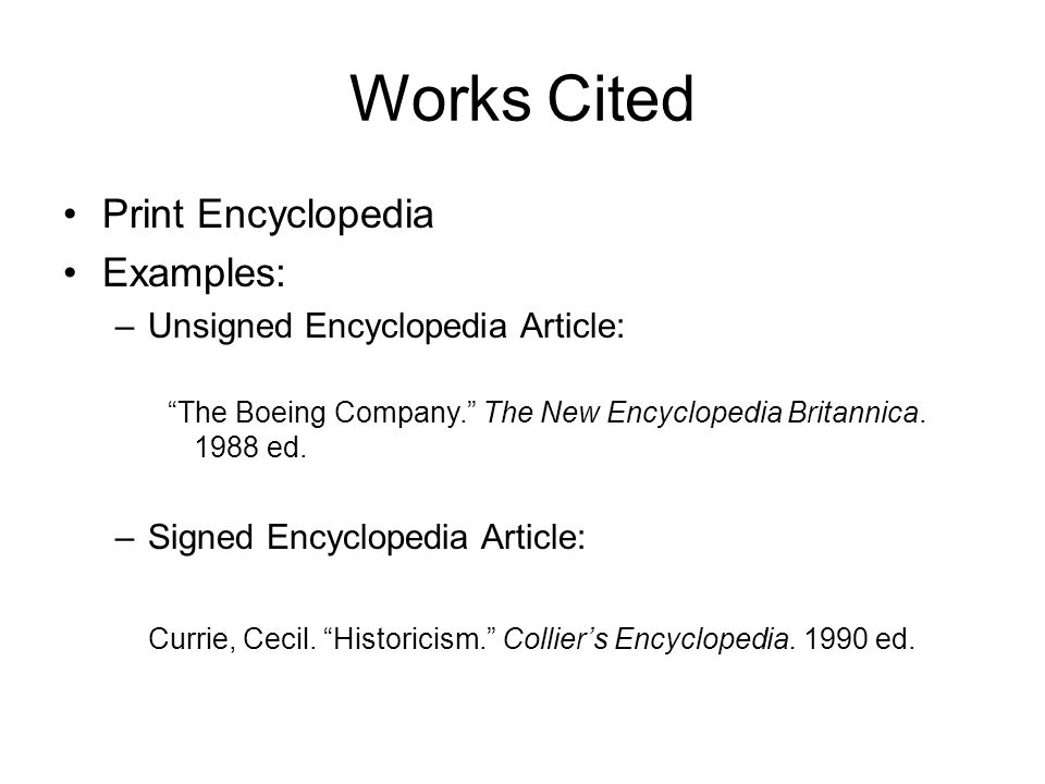 guidelines for citation can i perform research using relevant works cited encyclopedia