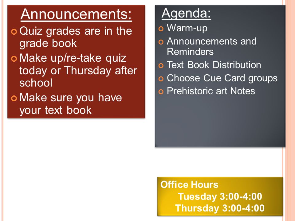 warm up reminders today you
