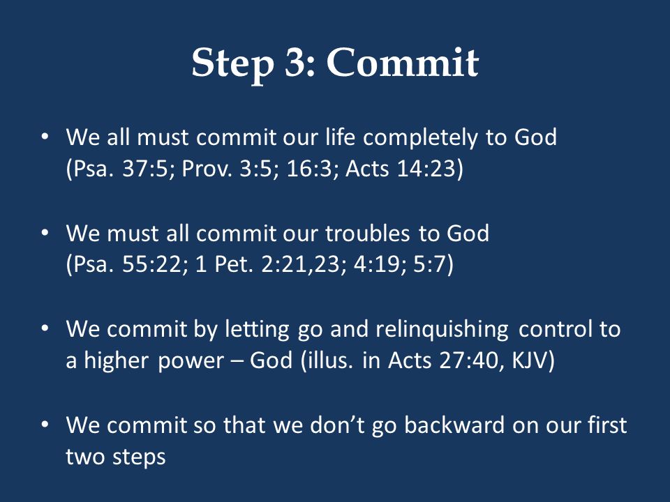 Step 3: Commit We all must commit our life completely to God (Psa.