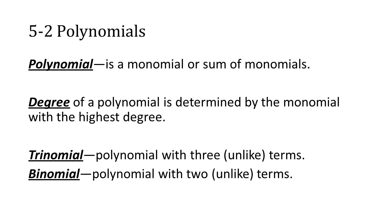worksheet Degree Of Monomial 91515 algebra polynomials a monomial or sum of 5 2 monomials