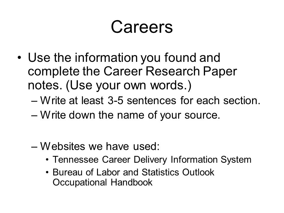 Research paper on careers