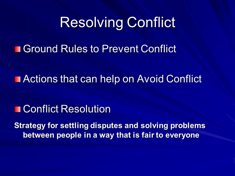 Problem Solving And Conflict Resolution