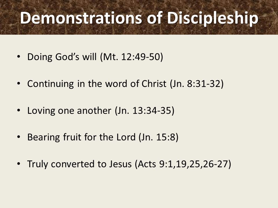 Demonstrations of Discipleship Doing God’s will (Mt.