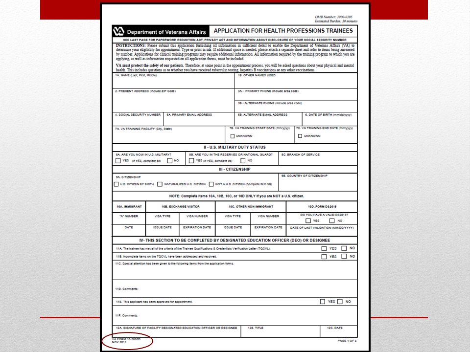 va housestaff inprocessing l chad hood m d associate chief of va form 10 2850d
