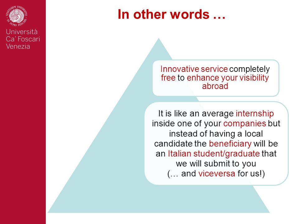 ca foscari university of venice international career services other words for internship