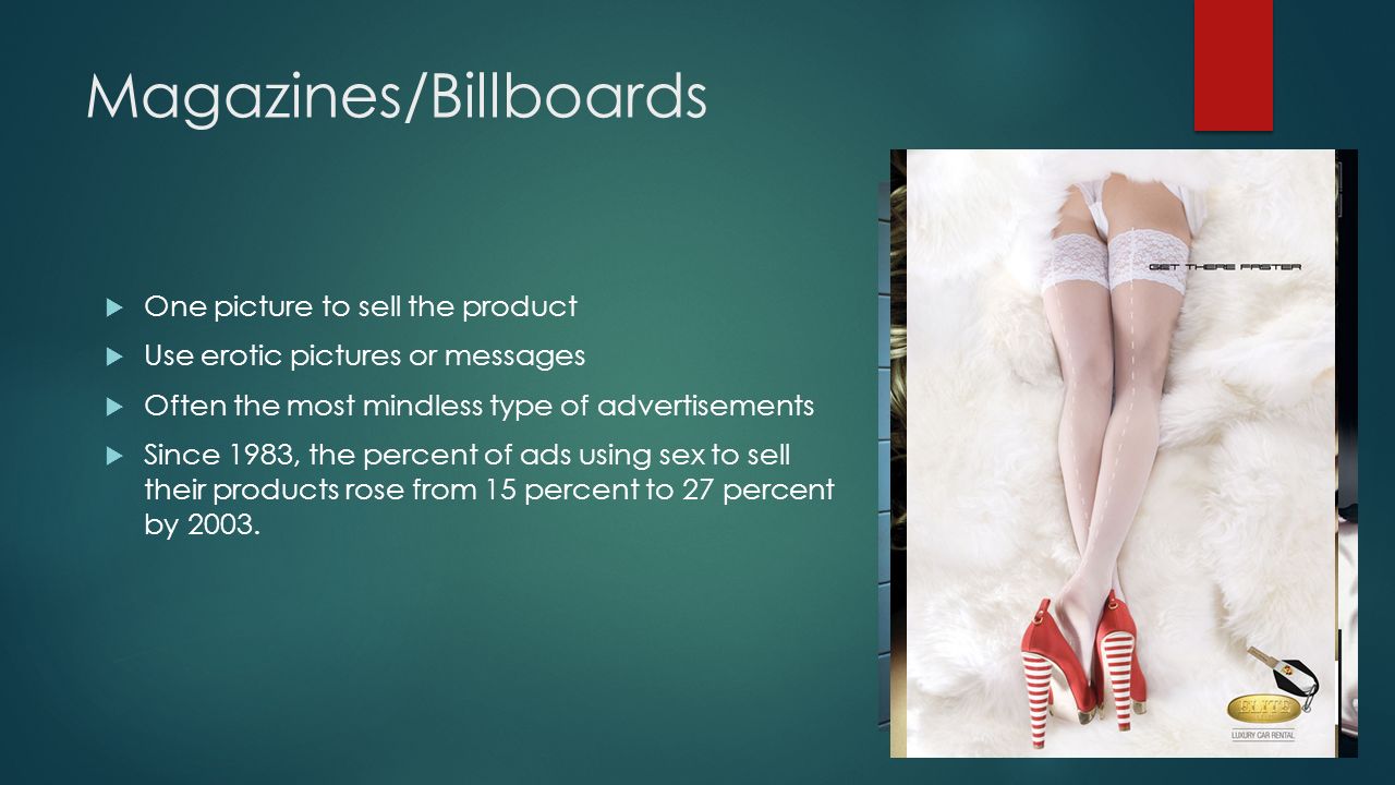 sex in advertisements Sex and high-status individuals—from celebrities on tv to influencers on instagram—are advertising staples our first question tends to be whether they work, but just as important a question is why. sex in advertisements Sex and high-status individuals—from celebrities on tv to influencers on instagram—are advertising staples our first question tends to be whether they work, but just as important a question is why.