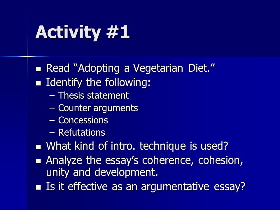 Arguments vegetarianism essay