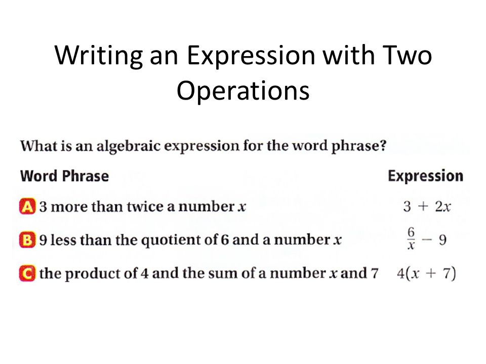 Writing an Expression with Two Operations