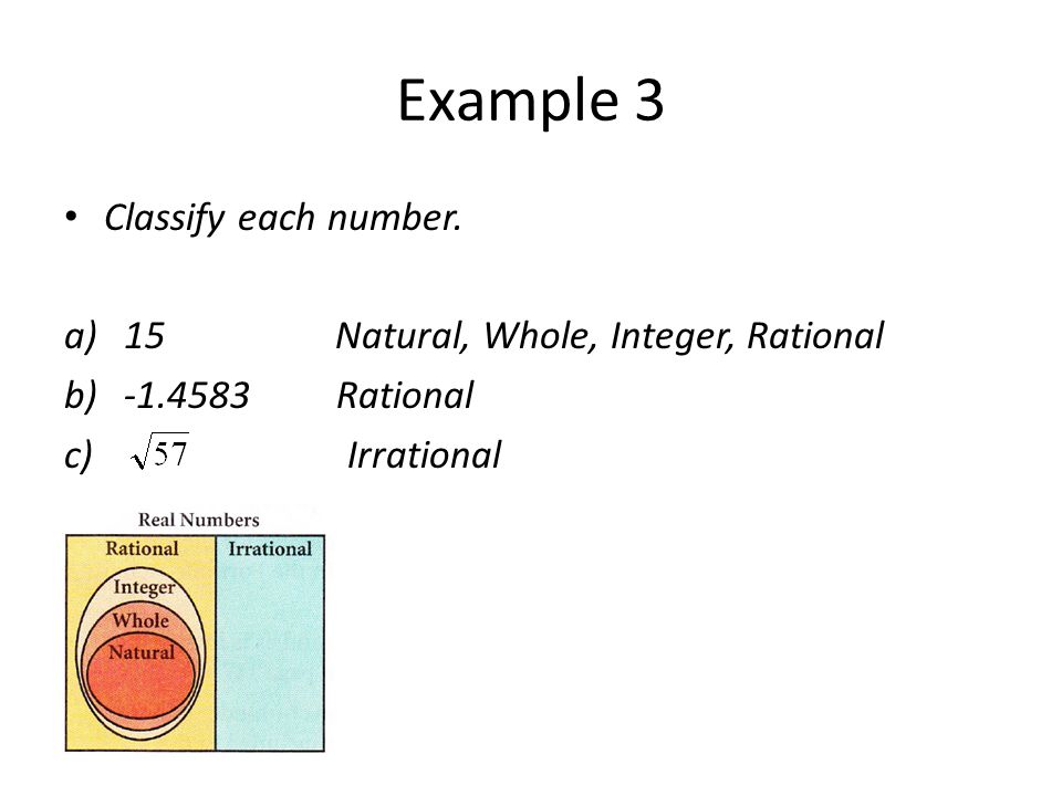 Example 3 Classify each number.