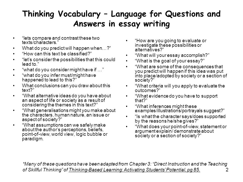 Vocabulary For Essay Writing