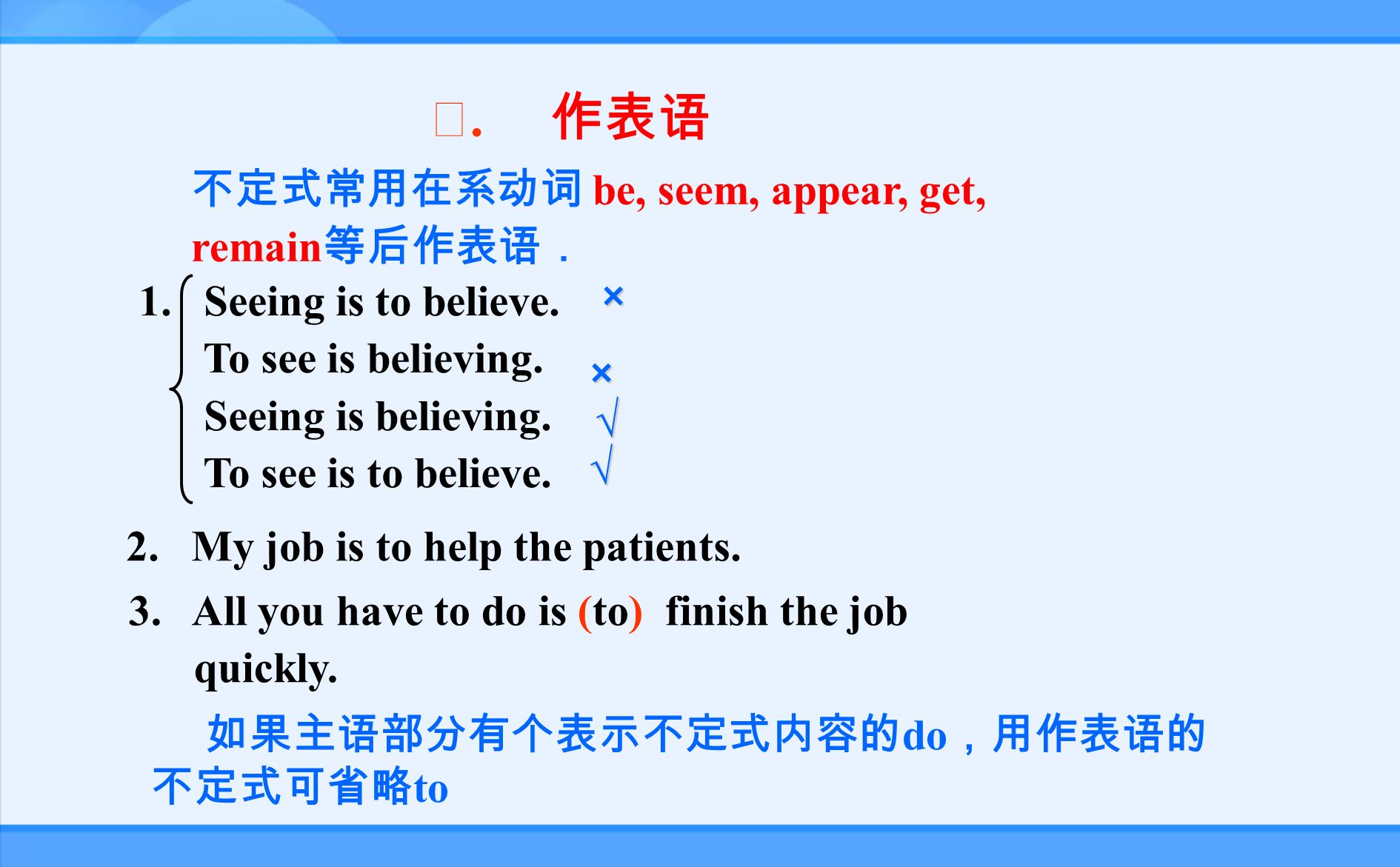 infinitive 动词不定式的作用 主语(subject 宾语(object 表语
