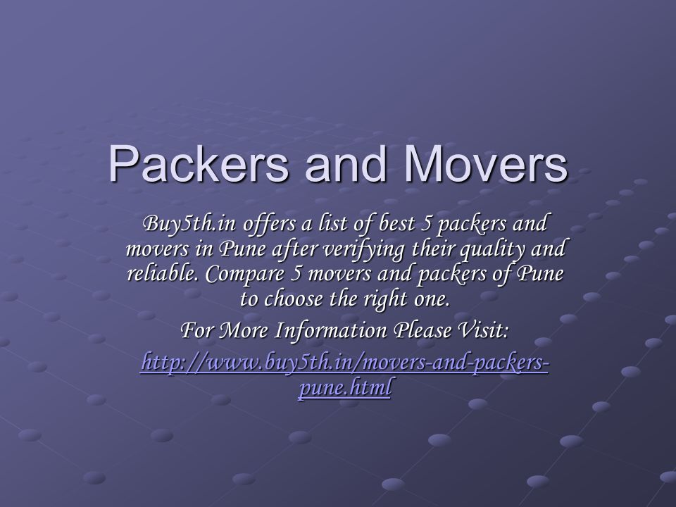 Packers and Movers Buy5th.in offers a list of best 5 packers and movers in Pune after verifying their quality and reliable.