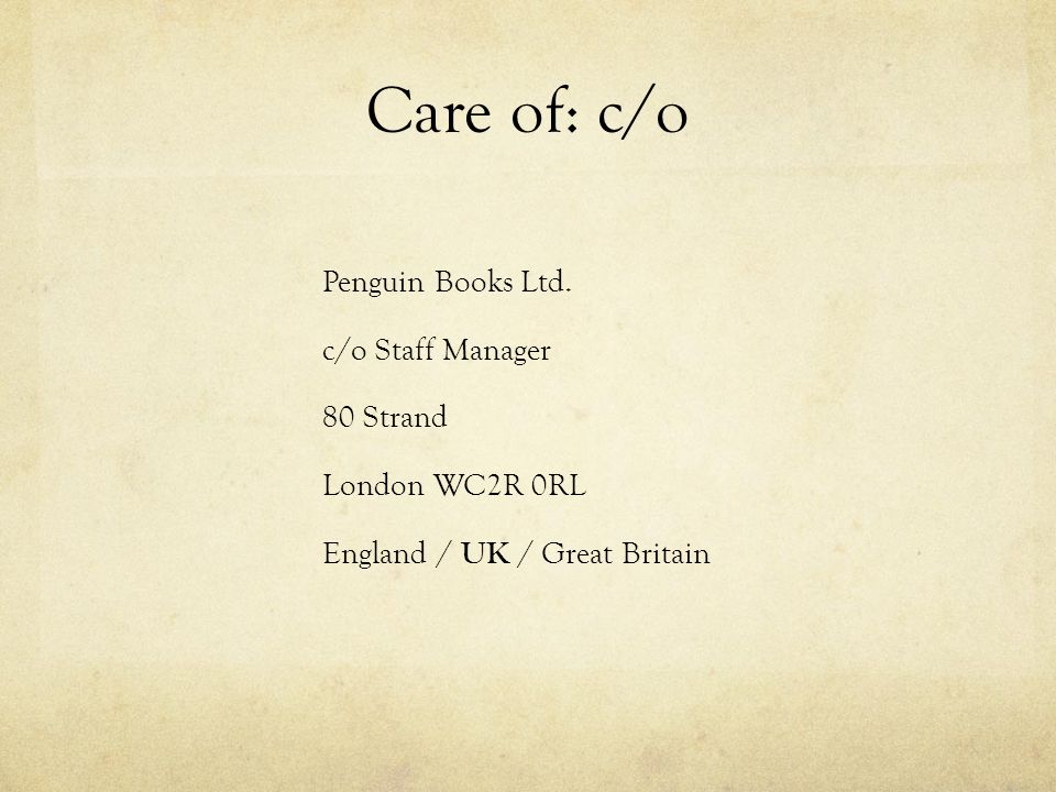 care of letter