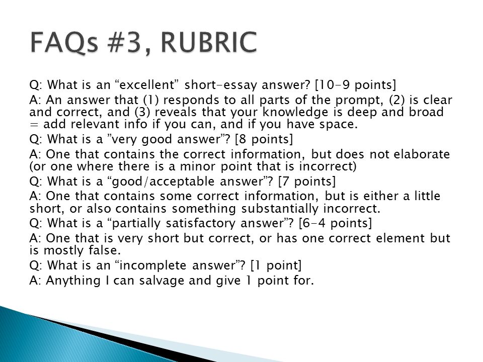 rubrics for short answer essays rubrics for short answer essays