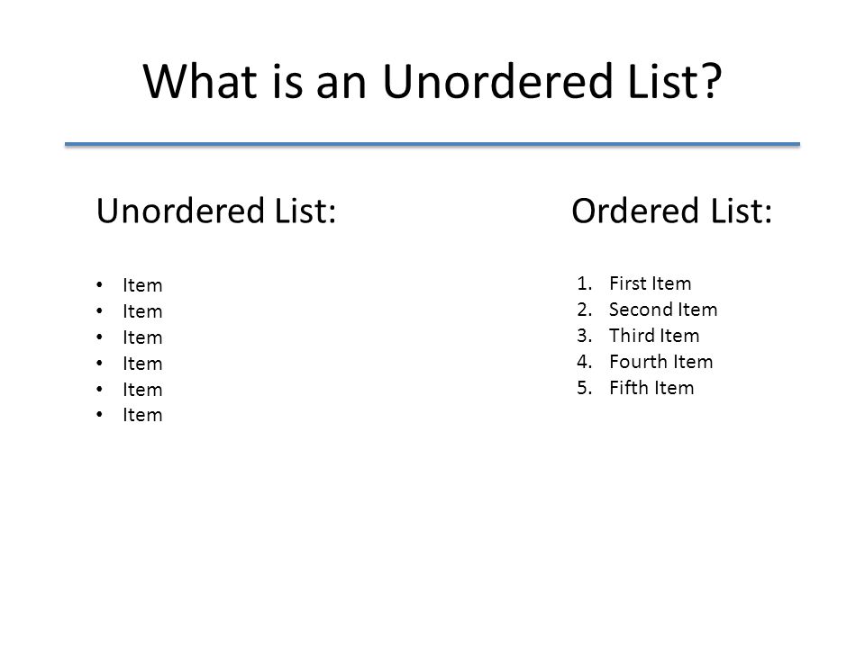 unordered list