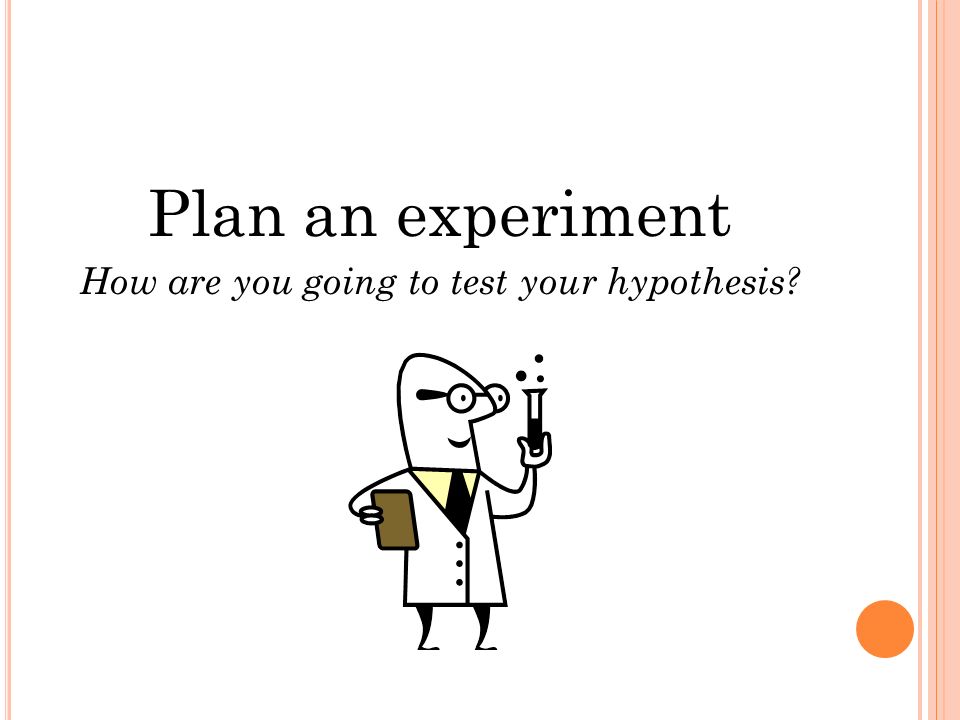 Plan an experiment How are you going to test your hypothesis