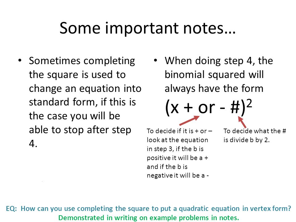 Put Quadratic Equation Into Vertex Form Calculator Tessshlo Eq How Can You Use Completing The Square To Put A Quadratic