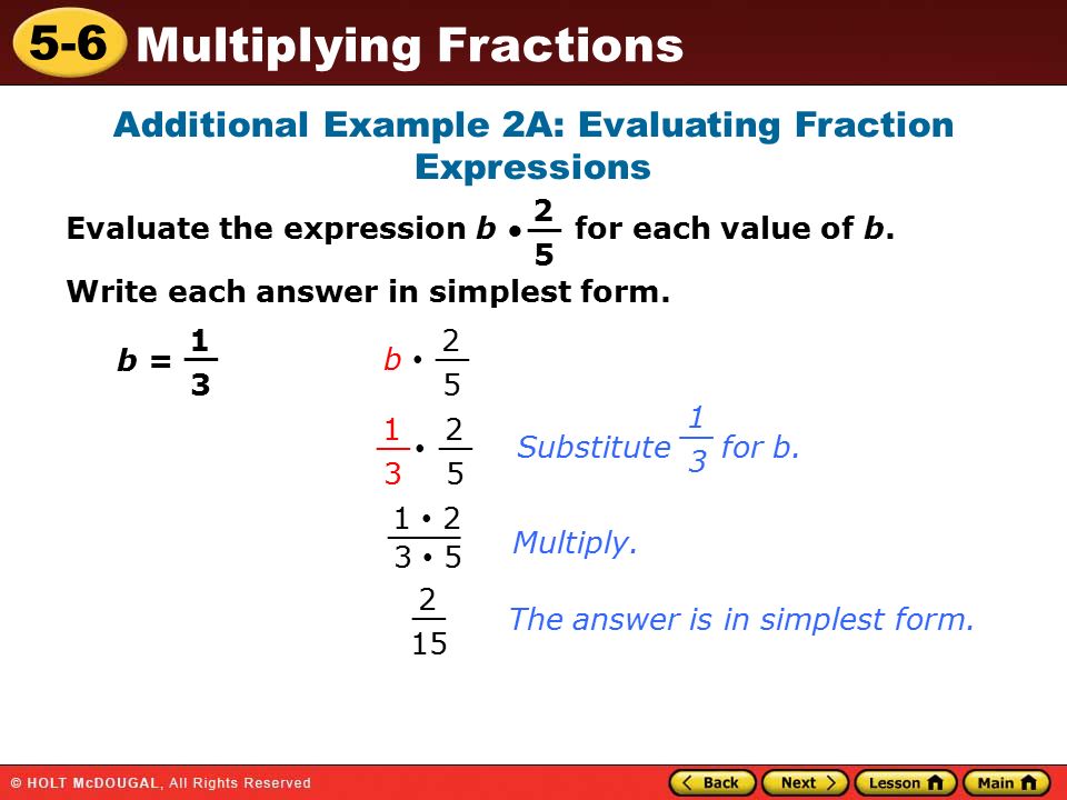 5 6 multiplying fractions warm up warm up lesson presentation lesson 6 in fraction form