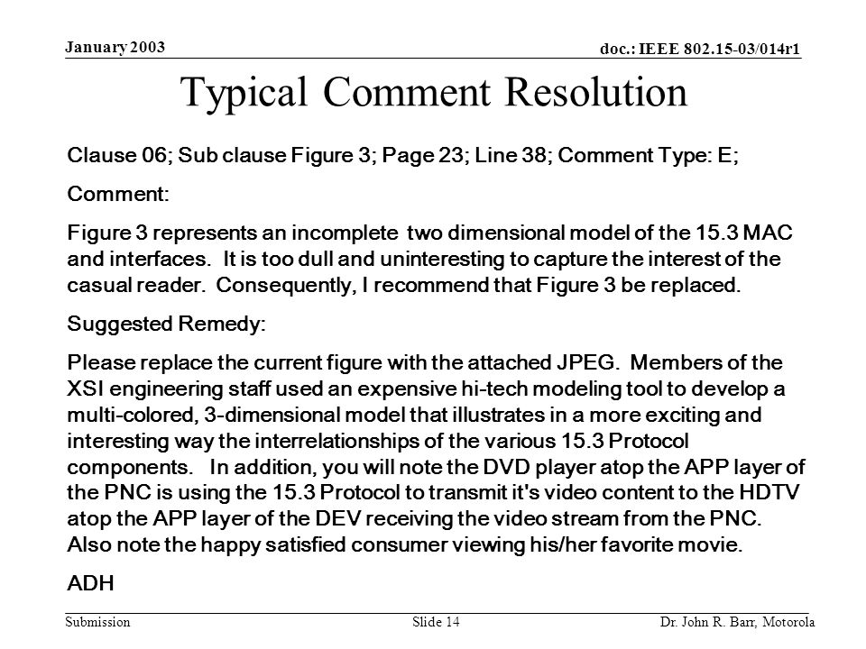 doc.: IEEE /014r1 Submission January 2003 Dr.