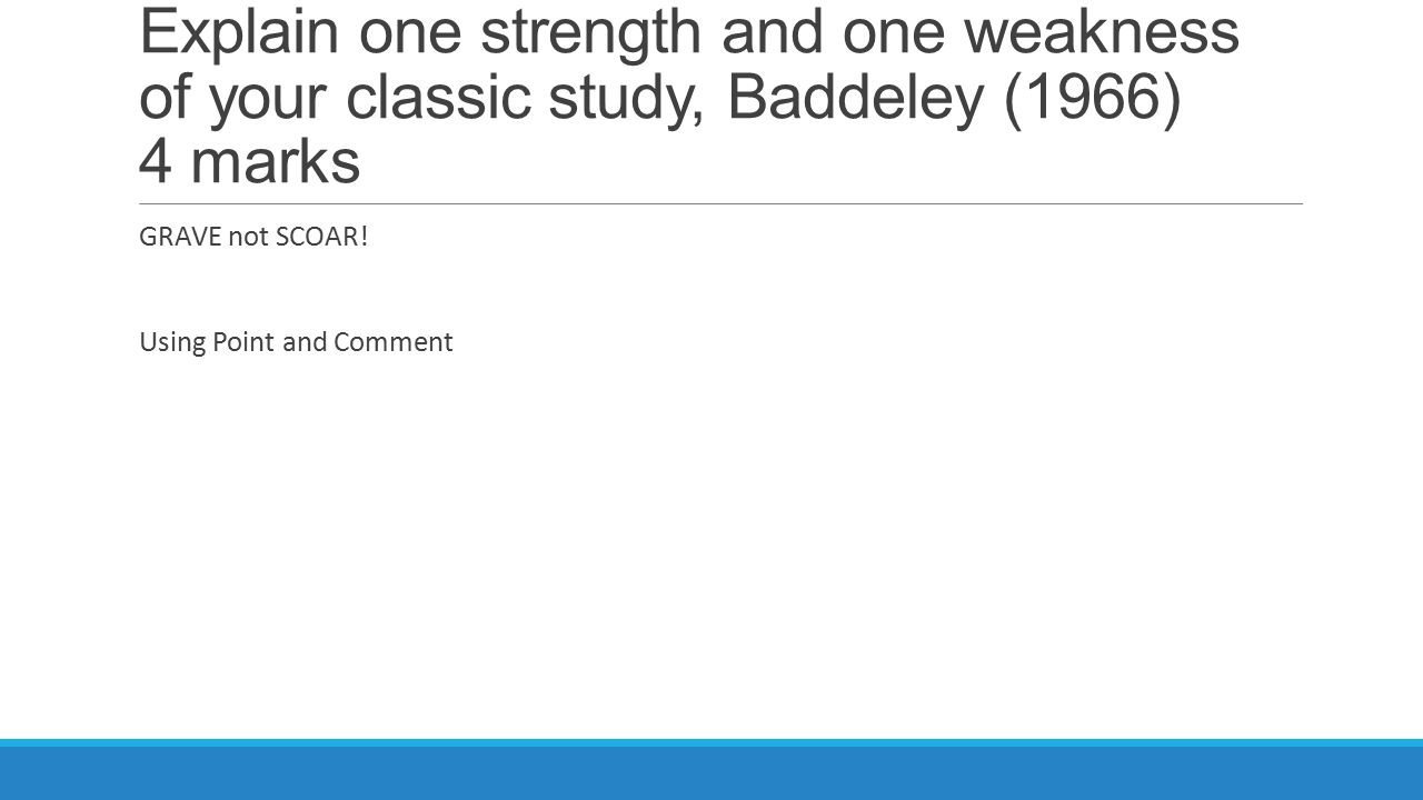 Baddeley 1966 study evaluation report