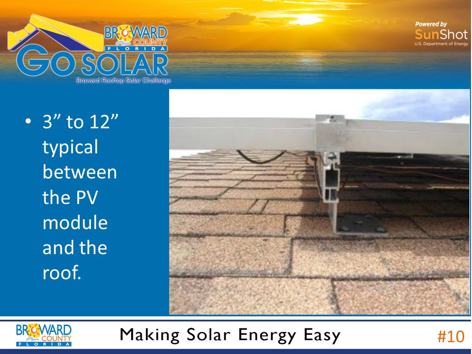 3 to 12 typical between the PV module and the roof. #10