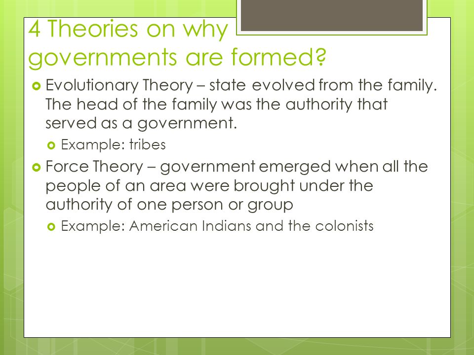 intro to government purposes preamble and theories ppt download 4 theories of government