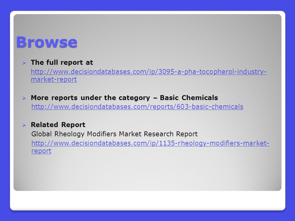 Browse  The full report at   market-report  More reports under the category – Basic Chemicals    Related Report Global Rheology Modifiers Market Research Report   report
