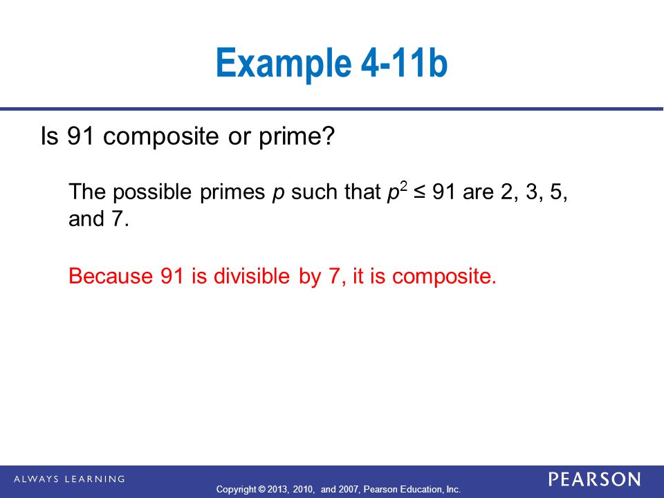 Example 4-11b Is 91 composite or prime.