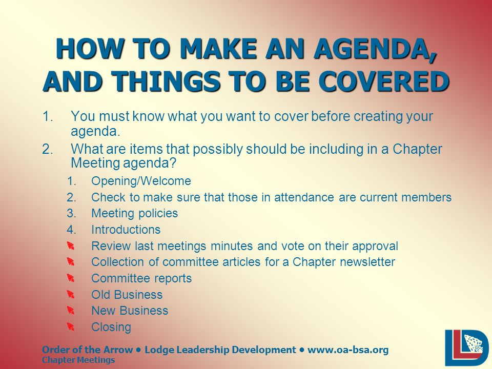 how to make an agenda
