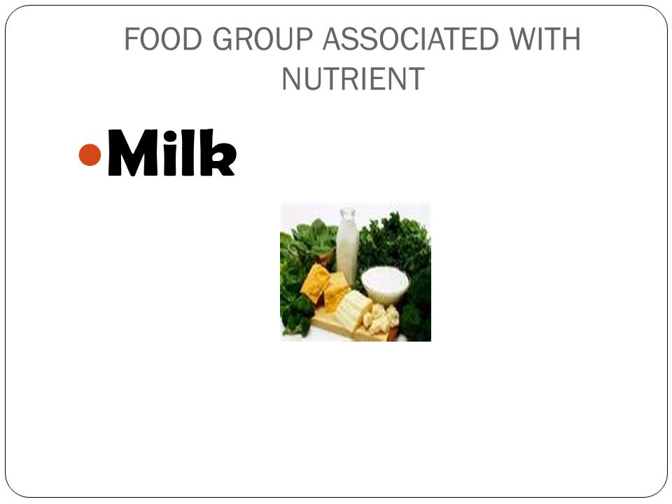 FOOD GROUP ASSOCIATED WITH NUTRIENT Milk