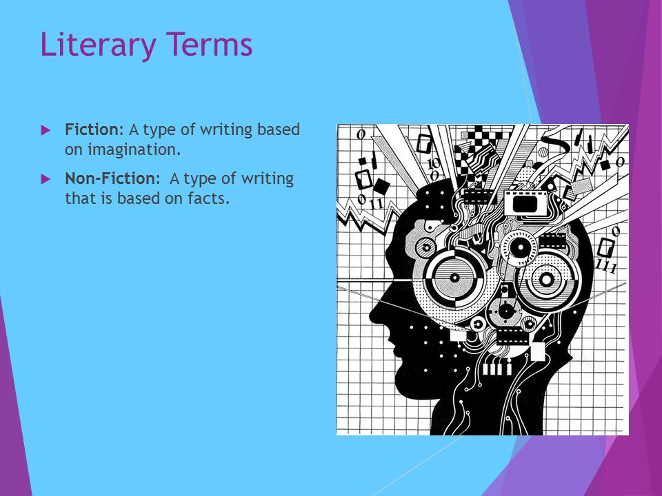  Fiction: A type of writing based on imagination.