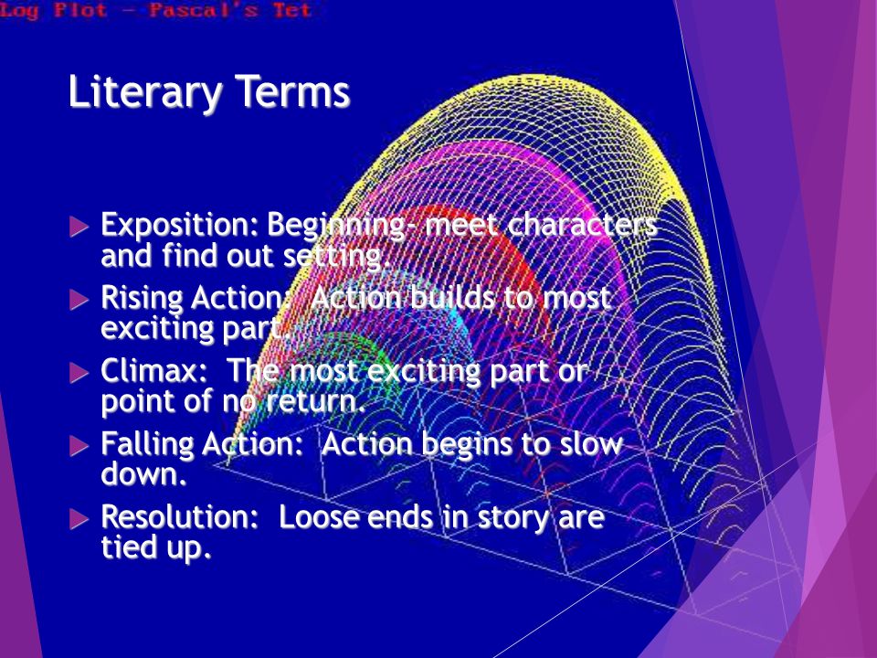Literary Terms  Exposition: Beginning- meet characters and find out setting.