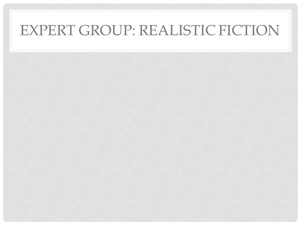 EXPERT GROUP: REALISTIC FICTION