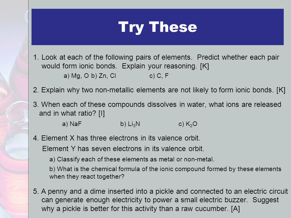 ionic compounds snc2d review terms to know valence the combining determine whether the following pairs of elements can form ionic compounds