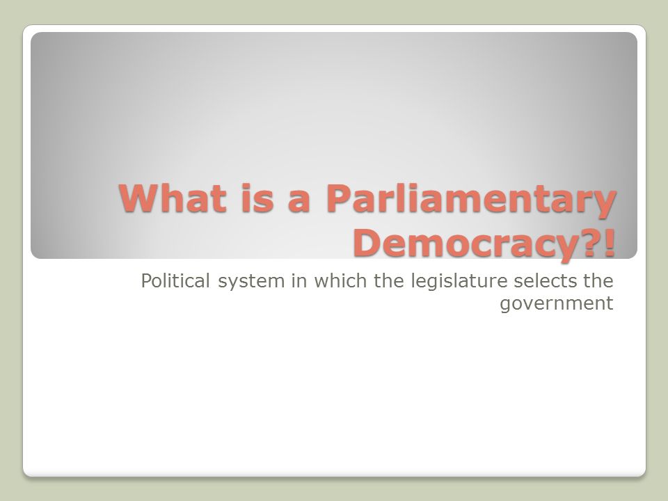 What is a Parliamentary Democracy .