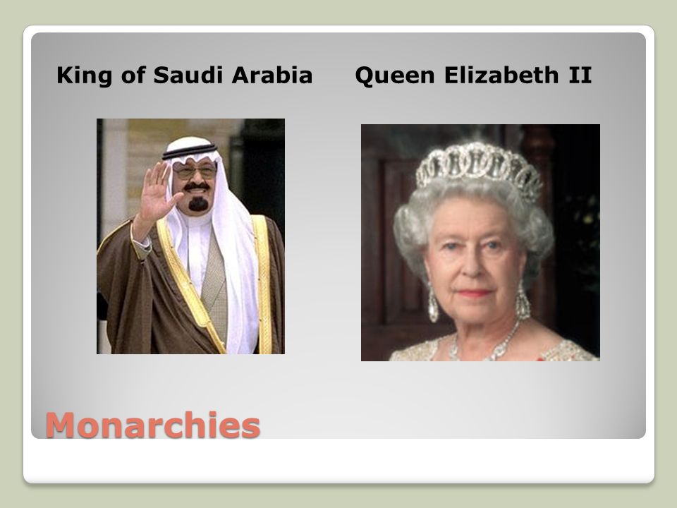 Monarchies King of Saudi ArabiaQueen Elizabeth II